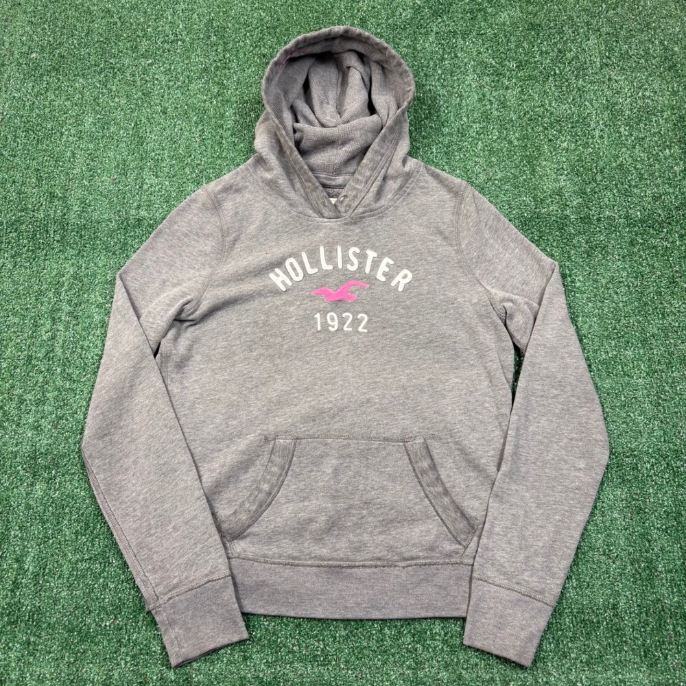 2000's Hollister Hoodie Grey Pink Logo